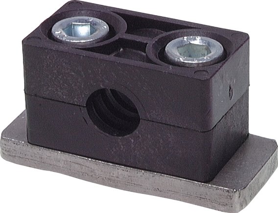 Edelstahl-Rohrschelle, 38mm, Baugröße 3, schwere Baureihe, mit Anschweißplatte
