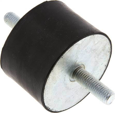Gummi-Metall-Puffer beidseitig mit Gewindestift M 12 x 37, D= 75 - H= 50 mm