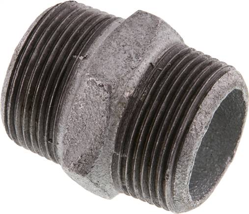 Doppelnippel R 1-1/4"-R 1-1/4", Temperguss verzinkt