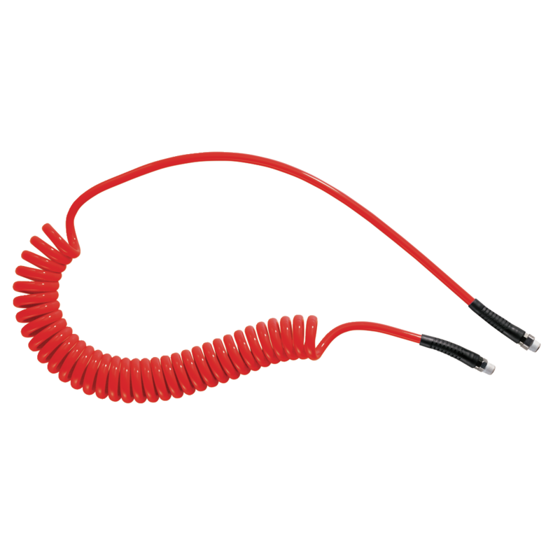 Prevost Polyurethan Spiralschläuche 6,5 x 10 mm - 6 m mit festem Gewindeanschluss und drehbarem Gewindeansch, Rot