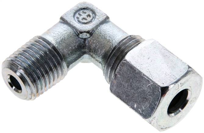 Winkel-Schneidringverschraub. M 14x1,5 (konisch)-8 S (M16x1,5), Stahl verzinkt