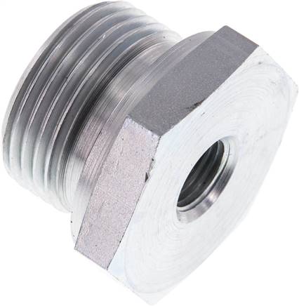 Hydraulik-Reduzierung G 1"(AG)-G 1/4"(IG), Stahl verzinkt, Elastomerdichtung