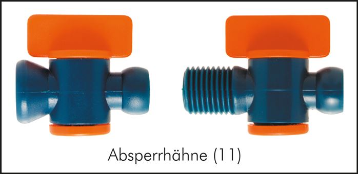 Gelenkschlauch, 1/4", Absperrhahn mit Gelenkschlauchanschluss und Gewinde R 1/4"
