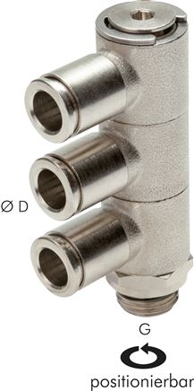 Steck-Mehrfachverteiler, 3-fach G 1/4"-10mm, IQS-MSV (Standard)