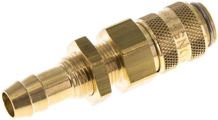 Schott-Schnellkupplung (NW5) 9 (3/8")mm Schlauch, Messing, für Stecker beidseitig absperrend