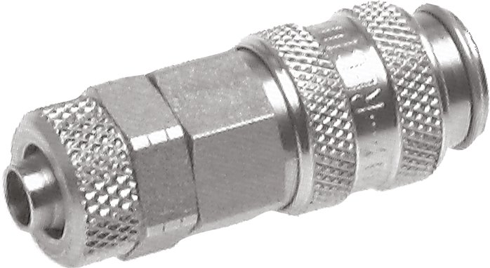 Schnellkupplung (NW5) 8x6mm Schlauch, Edelstahl, für Stecker beidseitig absperrend