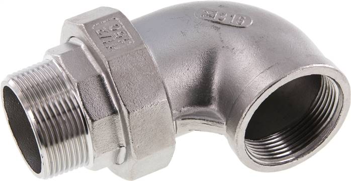 Winkel-Verschraubung flach dichtend Rp/R 1-1/4"(IG/AG), Edelstahl