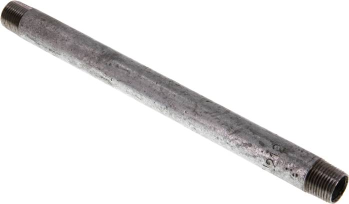 Rohrdoppelnippel R 3/8"-200mm, Stahlrohr ST 37 verzinkt