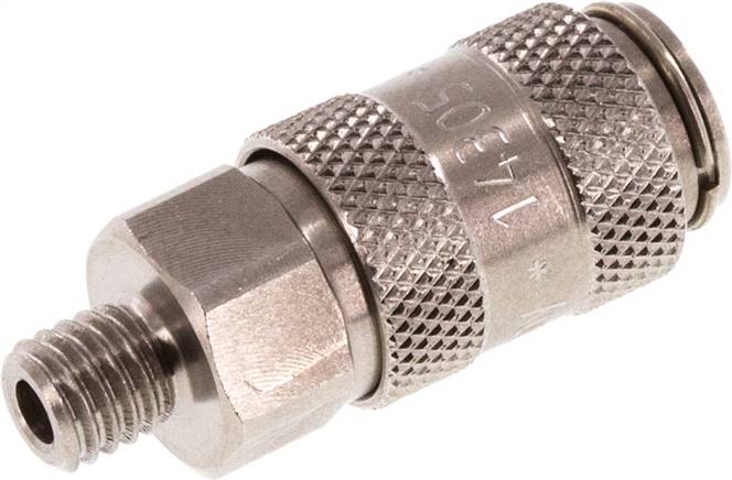 Schnellkupplung (NW2,7) M 5(AG), Edelstahl, für Stecker beidseitig absperrend
