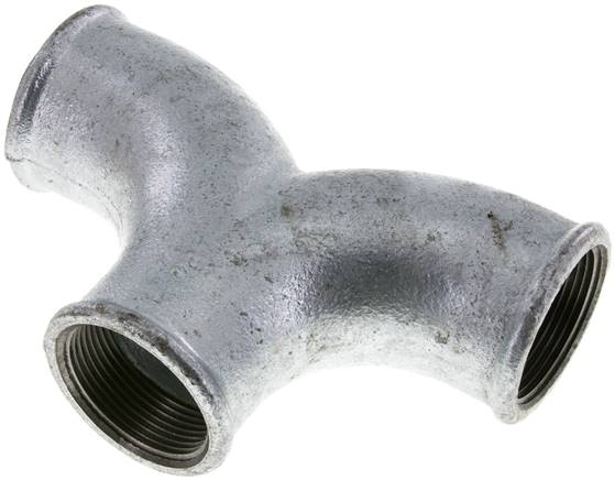 Doppelbogen T-Stück Rp 1-1/2" (IG), Temperguss verzinkt
