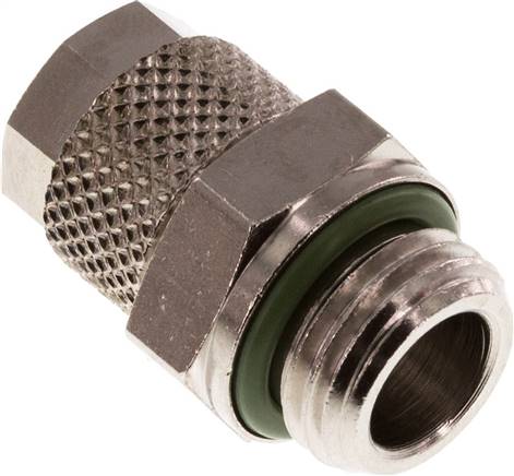 Gerade Verschraubung G 1/4"-8x6mm, Messing vernickelt, Dichtung FKM