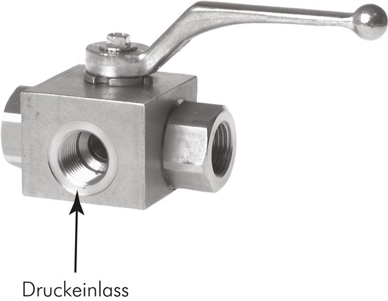ES-Hochdruck-3-Wege Kugelhahn, L-Bohrung, G 1/4", 0 bis 100bar, D3