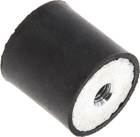 Gummi-Metall-Puffer beidseitig mit Innengewinde M 6 (6 tief), D= 25 - H= 25 mm
