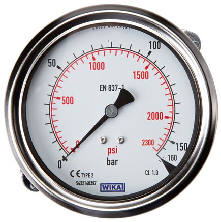 Einbaumanometer, 3-kant-Frontring, 100mm, 0 - 40 bar