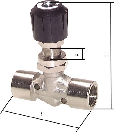 Nadel-Absperrventil, Messing vernickelt, G 1/2", PN 18