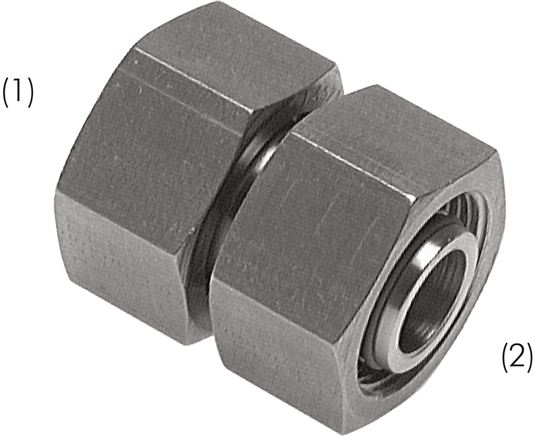 Gerader Verbinder 18 L-18 L, 1.4571, mit Dichtkegel und O-Ring