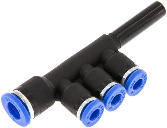 Steckanschluss-Mehrfachvert. 6mm-4mm, IQS-Standard, Steckanschluss 3 Abgänge