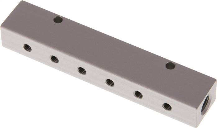 Verteilerleiste 2 x G 1/8"-6 x M 5, Aluminium eloxiert