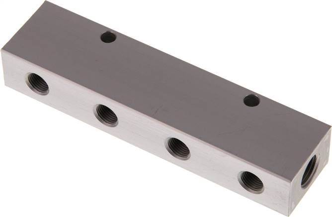 Verteilerleiste 2 x G 1/4"-4 x G 1/8", Aluminium eloxiert