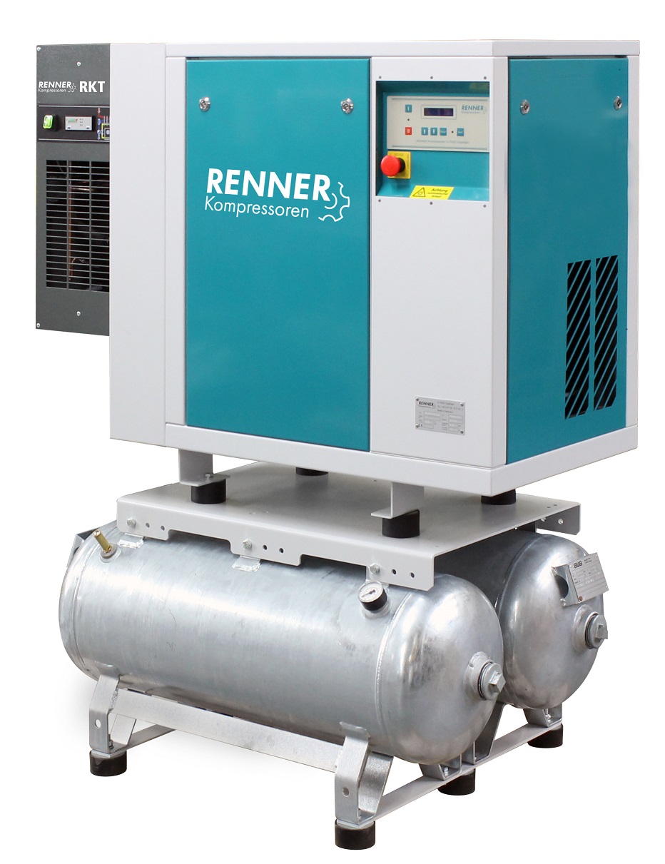 RENNER-Scrollkompressor Industry SLDK-NEO 4,5 I 10 bar auf 2 x 90L Behälter mit Kältetrockner-Ölfrei