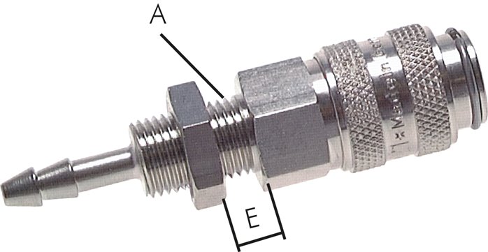Schott-Schnellkupplung (NW5) 8 (5/16")mm Schlauch, Messing vernickelt