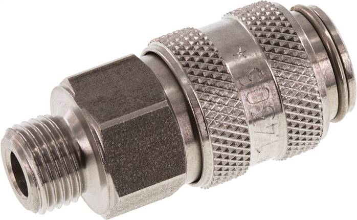 Schnellkupplung (NW5) G 1/8"(AG), Edelstahl, für Stecker beidseitig absperrend