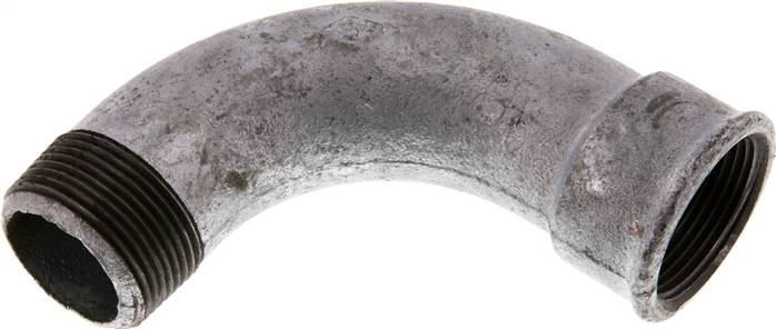 90°-Bogen Rp 1-1/4"(IG)-R 1-1/4"(AG), Temperguss verzinkt