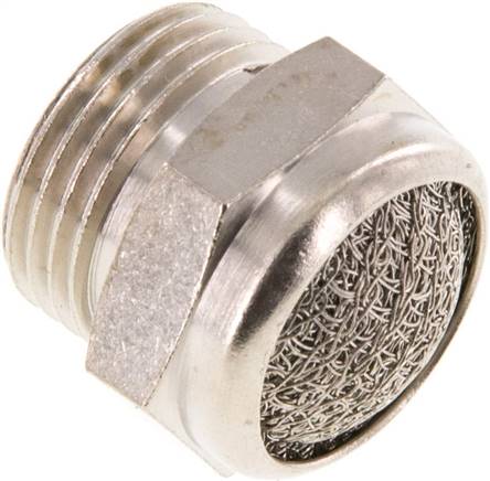 Schalldämpfer G 3/8", Drahtgewebe, Messing vernickelt