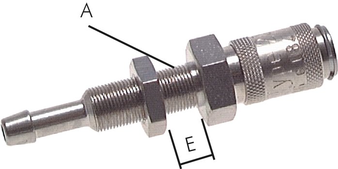 Schott-Schnellkupplung (NW2,7) 3mm Schlauch, Messing vernickelt, für Stecker beidseitig absperrend