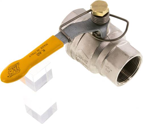 Messing-Kugelhahn, G 1-1/2", -0,98 bis 40bar, federschließend