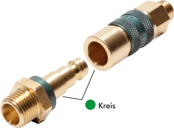 Schott-Kupplungsstecker (NW5) 9 (3/8")mm Schlauch, grün, Kreis Ø 10,5 mm