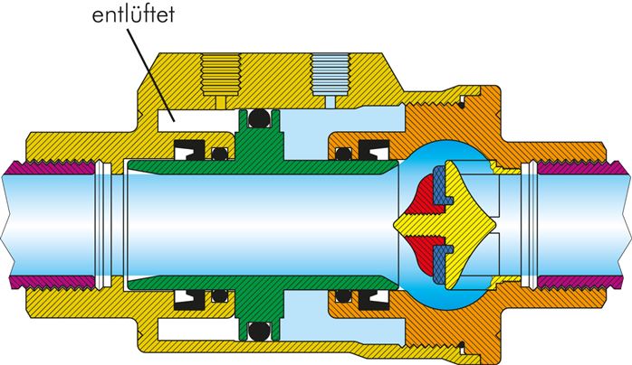 Sperrventil, Feder-öffnend, G 1/2", Messing