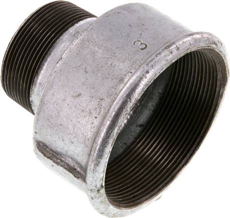 Reduziernippel R 2"(AG)-Rp 3"(IG), Temperguss verzinkt