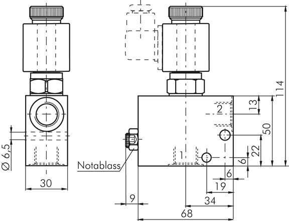 2/2-Wege Ventil, stromlos geschlossen (NC), beidseitig 12V=, 3/8", bis 250 bar (Aluminium)
