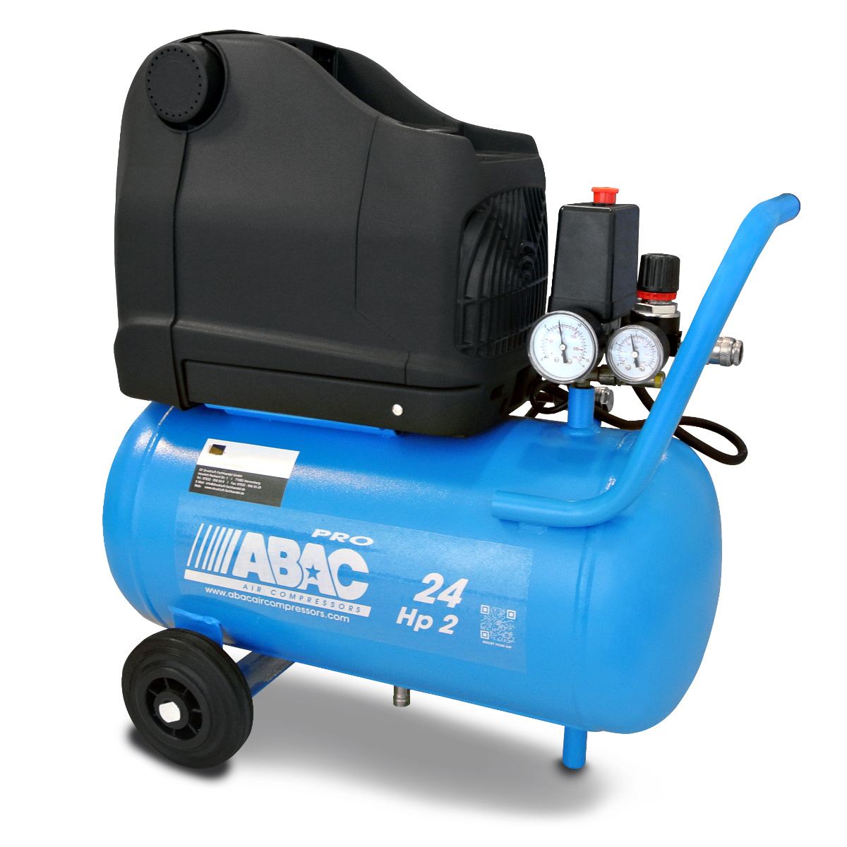 AKTION OILFREE-SET: ABAC Kompressor POLE POSITION OSS20P, Blaspistole & Spiralschlauch