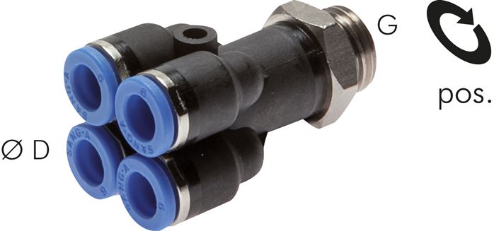 Steckanschluss-Mehrfachvert. G 1/8"-6mm, IQS-Standard