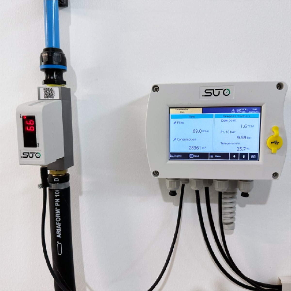 S415 Inline-Durchflussmesser Druckluft, Aluminium, DN50, Display, Modbus/RTU