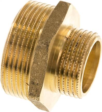 Doppelnippel G 1-1/2"-G 1", Messing/Rotguss