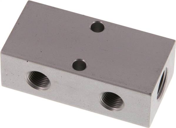 Verteilerleiste 2 x G 1/4"-4 x G 1/8", Aluminium eloxiert, doppelseitig