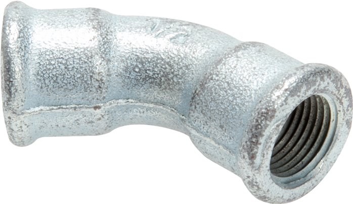 45°-Bogen Rp 1-1/2" (IG), Temperguss verzinkt
