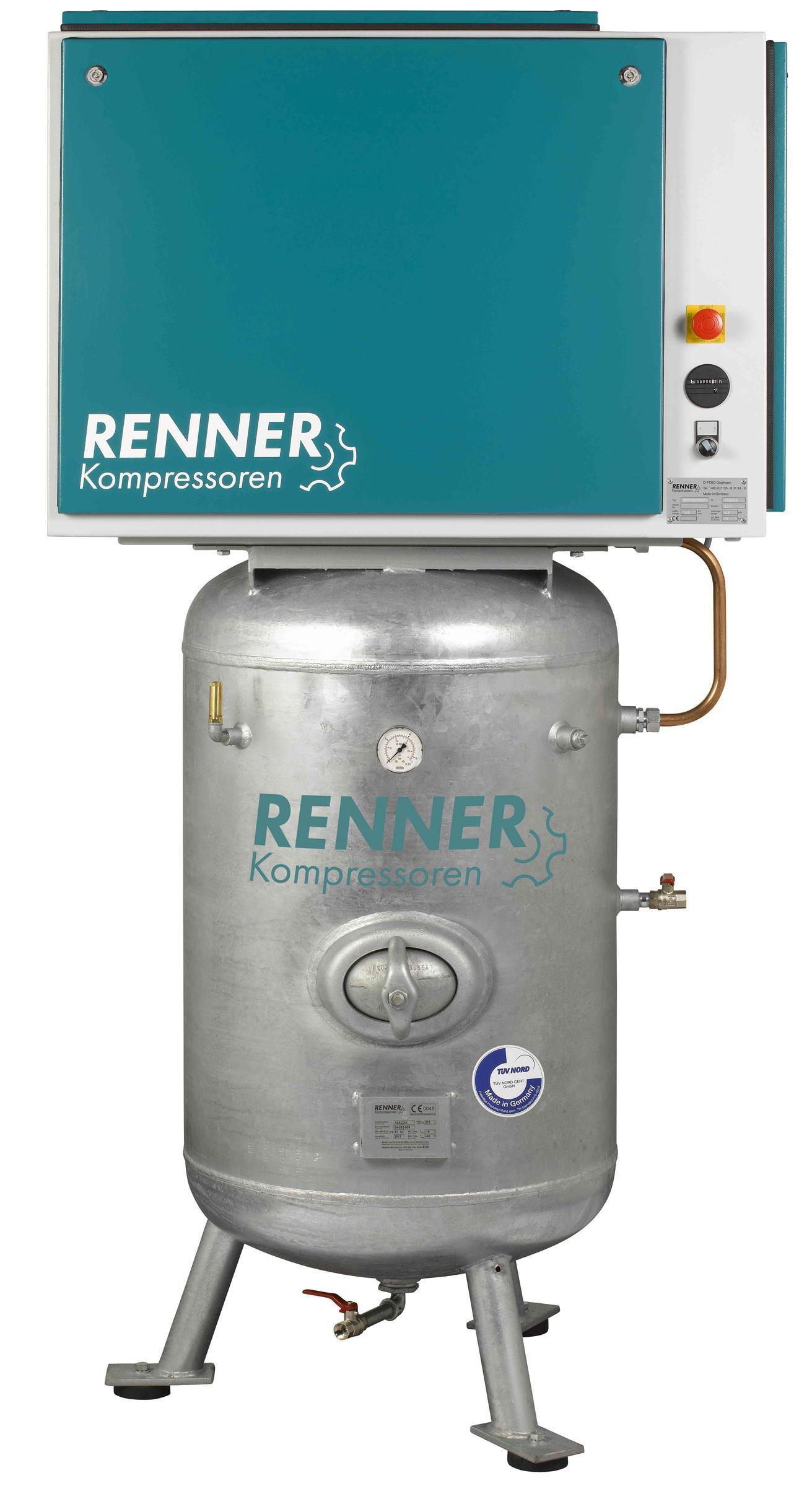 RENNER RIKO H 960/270 ST-S Industrie-Kolbenkompressor 15 bar - Behälter, Schalldämmhaube