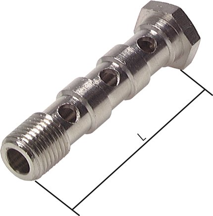 Hohlschraube, 3-fach G 3/8"-57mm, Messing vernickelt