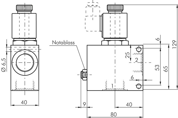 2/2-Wege Ventil, stromlos geschlossen (NC), einseitig 12V=, 3/4", bis 350 bar (Stahl verzinkt)