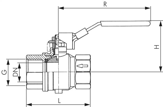 Messing-Kugelhahn mit Entlüftungsbohrung G 1/4", PN 14