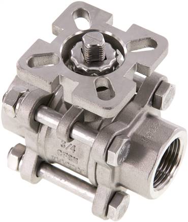 Edelstahl-Kugelhahn, Direktmontageflansch G 3/4", PN 63