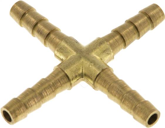 Kreuz-Schlauchverbinder 5mm, Messing