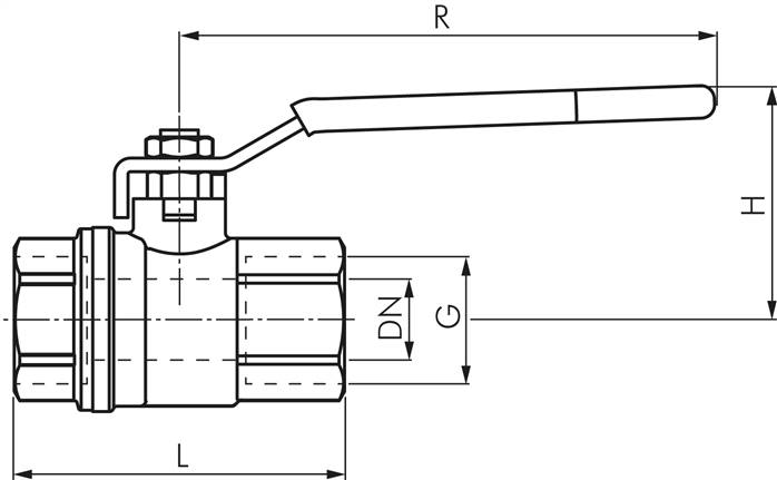 Messing-Kugelhahn, abschließbar, Rp 1/2", -0,98 bis 65 bar