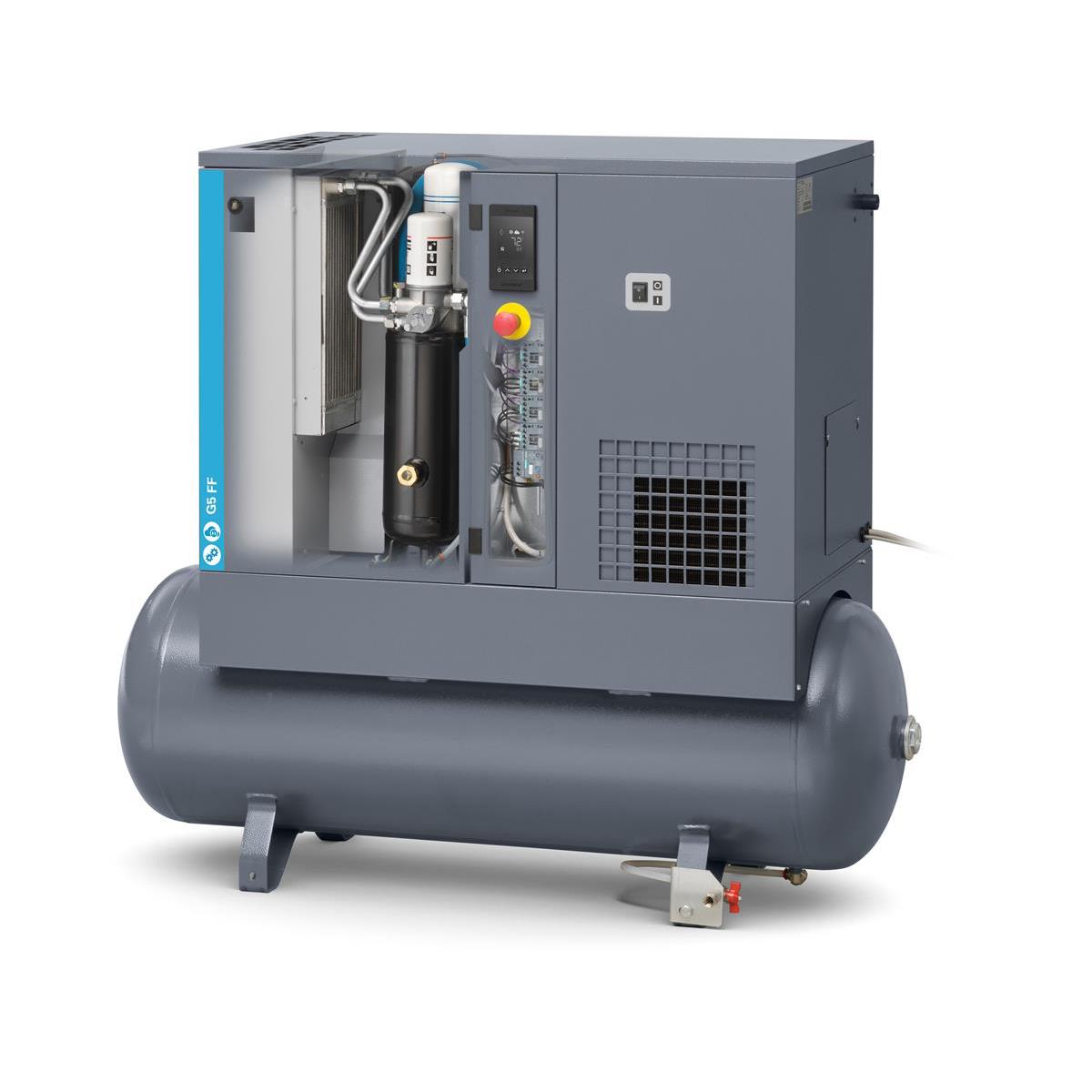 Atlas Copco Schraubenkompressor G 5 FF- 10 bar inkl. Kältetrockner und Behälter