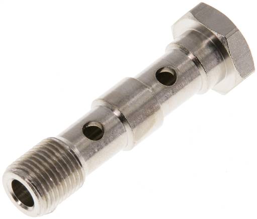 Hohlschraube, 2-fach G 1/8"-40,5mm, Messing vernickelt