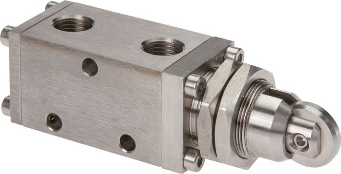 3/2-Wege (NC/NO)-Endschalter, G 1/4", Rolle, Edelstahl